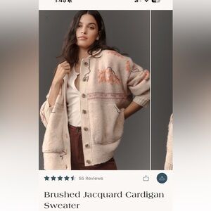Anthropologie Brushed Jacquard cardigan Sweater